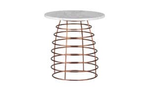 Corinth Side Table with Rose Gold Legs and White Stone Top