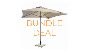 Bundle deal - 2.5m Auto Lift Umbrella with Mobile Base - Ecru