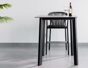 Diva 4 seater bar table. Aluminium frame, Ceramic top finish, 90x90cm in Anthracite