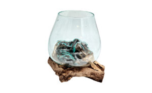Glass Goblet on Wooden Base