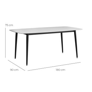 Ashton 6 seater dining table. Aluminium frame, Porcelain top, Anthracite/White Top