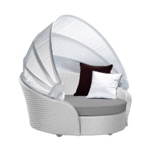 Aura Swivel Day Bed with Cushion and Sun Canopy - Ash White