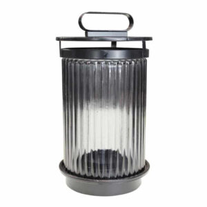 Lantern Ribbed - Black 13x13x24cm