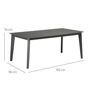 Diva 6 seater dining table. Aluminium frame, Ceramic top finish, 183x96cm in Anthracite