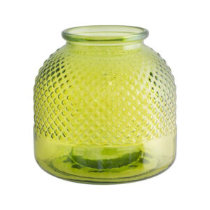 Glass Diamante Lime Vase 24cm
