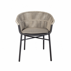Luca Dining Chair In Anthracite Grey Sling With Sea Grass Rope