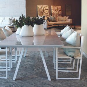 Luxor 8 seater dining table. Aluminium frame, Porcelain top, 250x100cm Anthracite/White frame