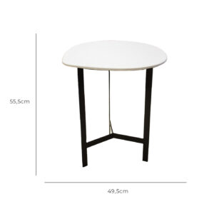 Mara Side Table - Black Legs with White Stone Top Dia.49.5 x 55.5cm