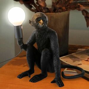 Sitting Monkey Lamp - Black