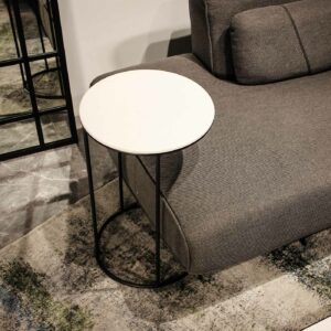 Couch Over Round Side Table - Blk & White