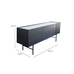 Sophi Medium Sideboard With Inlay Marble look - Black