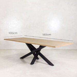 Spider Dining Table - Black & Oak Veneer Top180cm