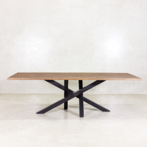 Spider Dining Table - Black & Oak Veneer Top180cm