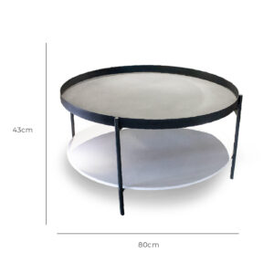 Tray Coffee Table - Black & White Dia.80 x 43cm