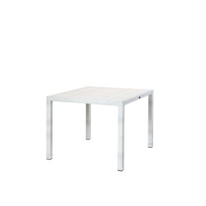 Piazza 4 seater dining table. Wicker frame, 90x90cm in Ash White/Safari